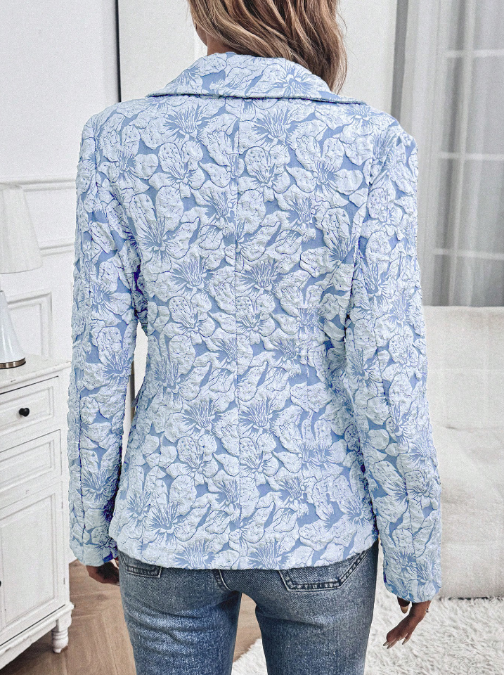 Blazer Slim à Imprimé Floral Pastel avec Bouton Doré pour Femmes | Ideal for Mi-Saison et Usage Quotidien