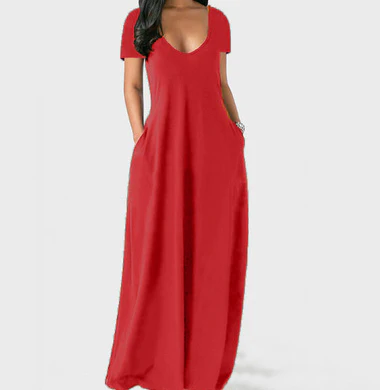 Robe Longue avec Décolleté en V pour Femme | Idéale pour les Soirées Formelles