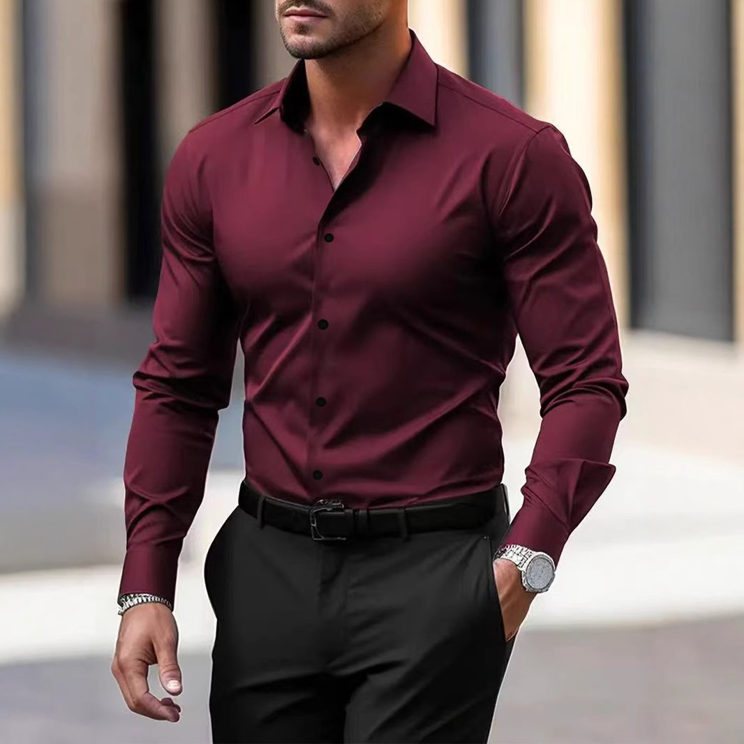 Chemise manches longues col ouvert pour hommes