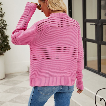 Pull à Col Rond avec Coupe Droite pour Femme | Idéal pour Saison Hivernale
