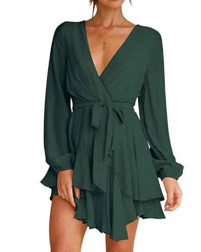 Robe Avec Encolure En V Et Manches Lanterne Pour Femme | Idéale Pour Les Occasions Formelles Et Décontractées