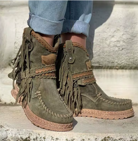 Bottines à franges avec semelle à plateforme pour femmes