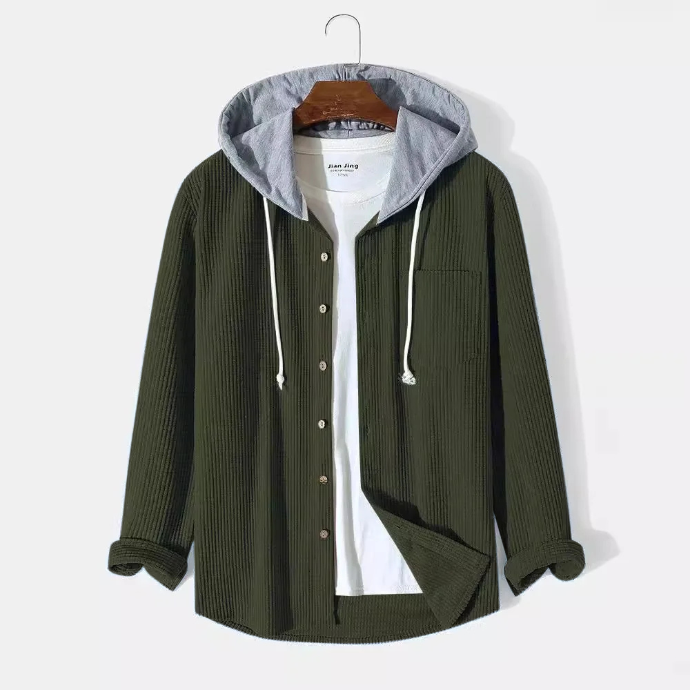 Chemise à capuche boutonnée pour hommes