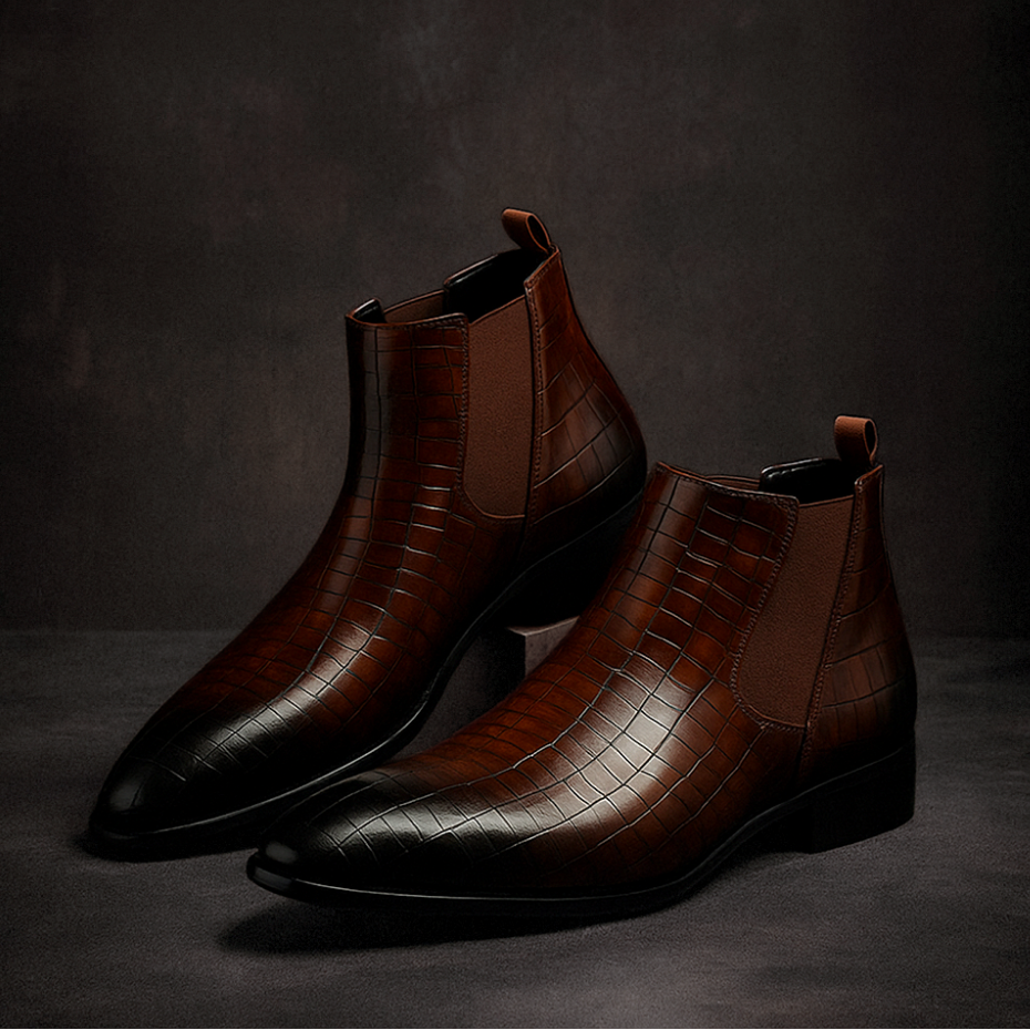 Chelsea boots à motif en relief avec élastiques latéraux pour homme | Idéales pour l'automne