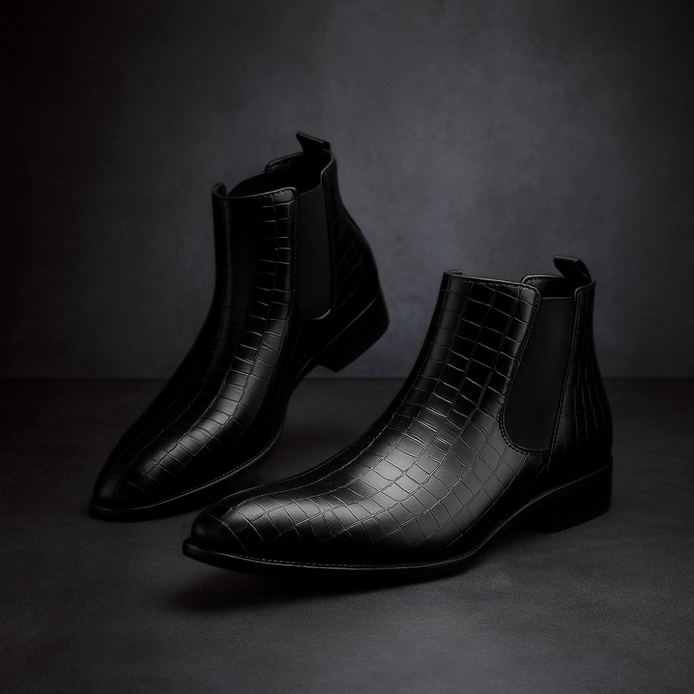 Chelsea boots à motif en relief avec élastiques latéraux pour homme | Idéales pour l'automne