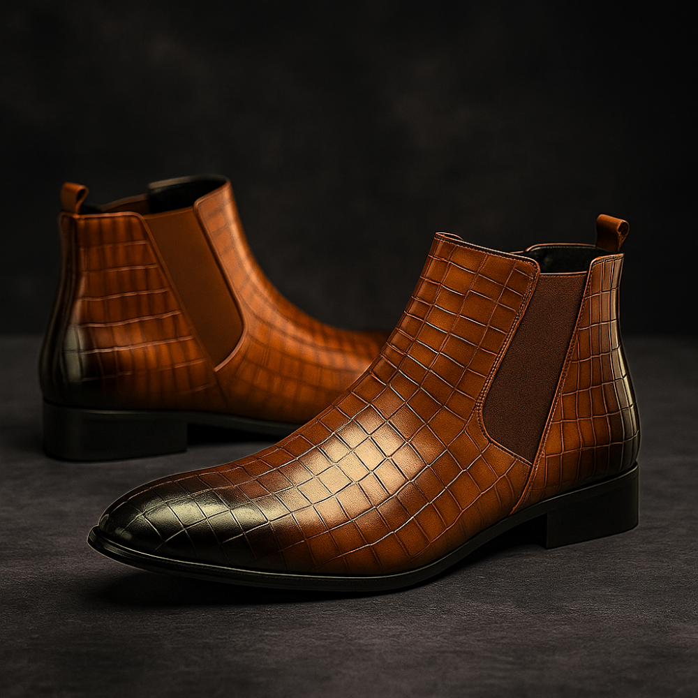 Chelsea boots à motif en relief avec élastiques latéraux pour homme | Idéales pour l'automne