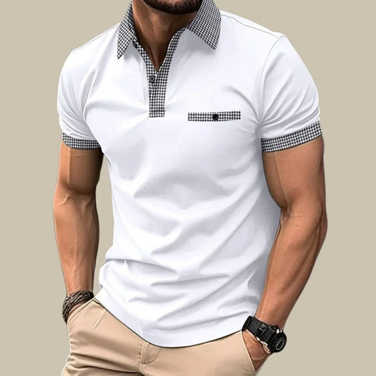 Polo à Manches Courtes avec Col à Carreaux pour Homme | Idéal pour Sorties Décontractées