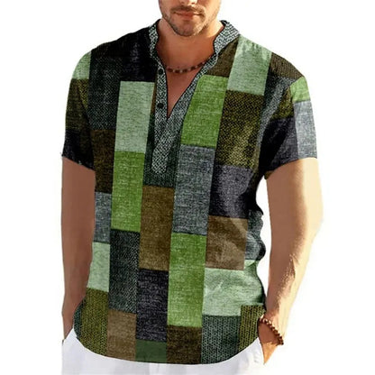 Chemise à Motif Patchwork 3D pour Homme Grande Taille | Idéale pour le Printemps ou l’Été