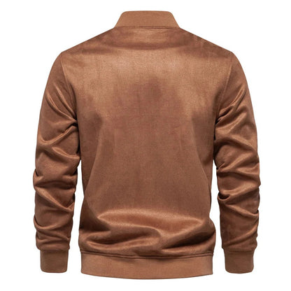 Bomber en Suède pour Hommes avec Fermeture Zippée et Poches Multiples | Idéal pour Tenues Quotidiennes