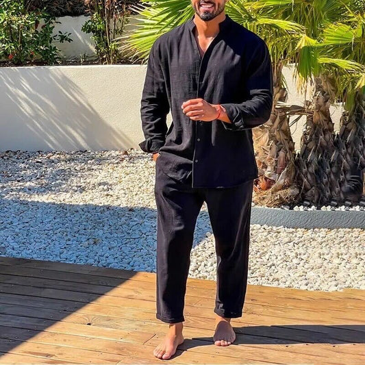Ensemble Deux Pièces à Manches Longues avec Boutons et Pantalon Coordonné pour Homme | Idéal pour le Printemps et l’Été