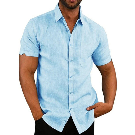 Chemise Unie à Col Repliable pour Homme Grande Taille | Idéale pour l’Été