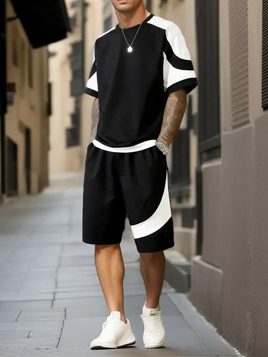 Ensemble Sport Deux Pièces avec T-Shirt et Short pour Homme | Idéal pour l'Été et les Activités de Plein Air