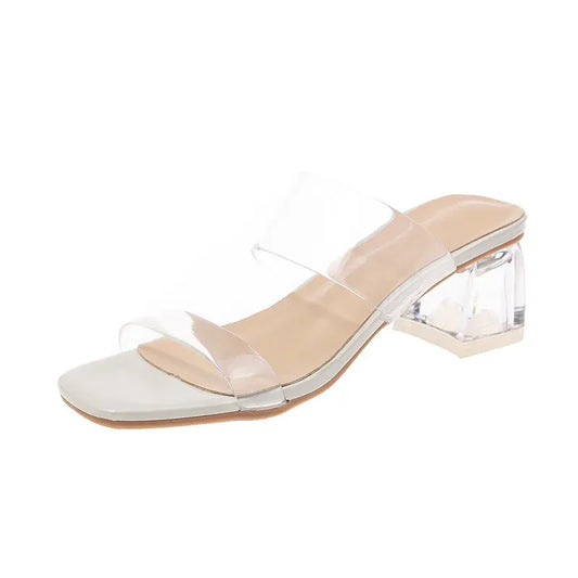 Sandales à Brides Transparentes avec Talon Ornementé pour Femme | Idéales pour l'Été et les Soirées