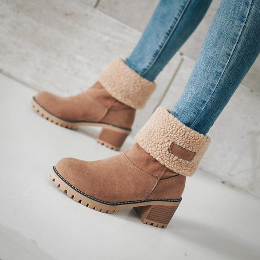 Bottes à Talon de 6 cm avec Revers Ajustable pour Femmes | Idéales pour l’Hiver