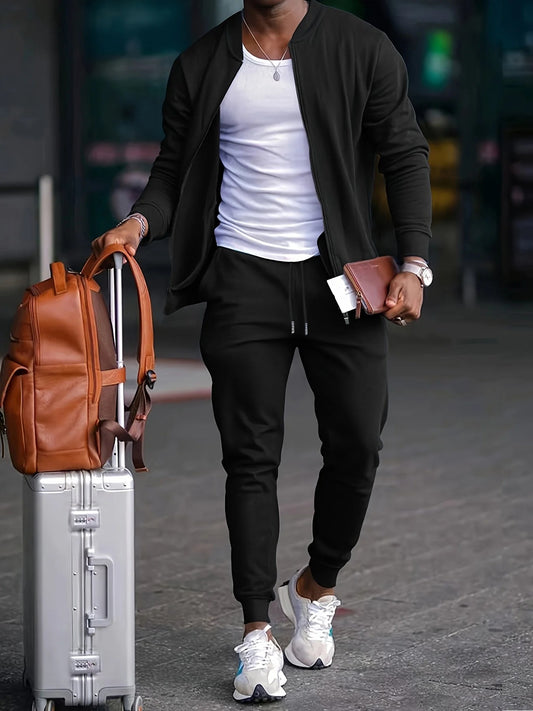 Ensemble Deux Pièces avec Veste Légère et Pantalon pour Homme | Idéal pour les Déplacements et les Journées Décontractées