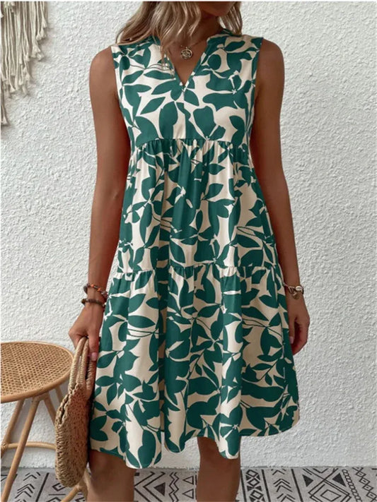Robe d'Été Évasée avec Imprimé Floral pour Femme | Idéale pour les Vacances et les Événements en Plein Air