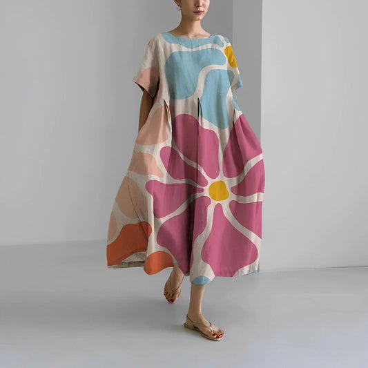 Robe Imprimée à Fleurs pour Femme avec Coupe Droite | Idéale pour l’Été