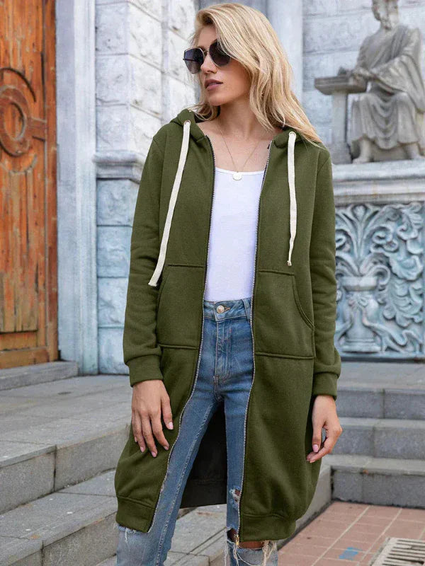Sweat À Capuche Long À Fermeture Éclair pour Femme | Idéal pour Les Tenues Décontractées