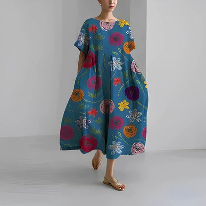 Robe Imprimée à Fleurs pour Femme avec Coupe Droite | Idéale pour l’Été