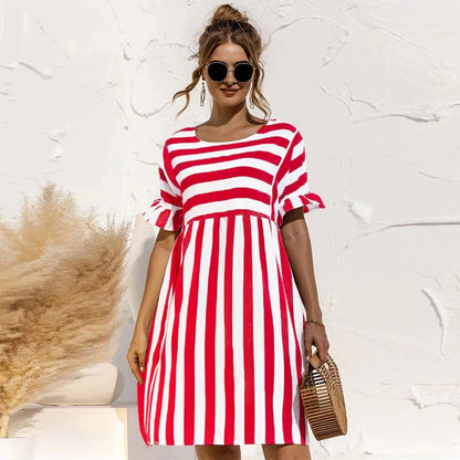 Robe Rayée à Coupe Droite pour Femme | Idéale pour le Printemps et les Sorties Décontractées