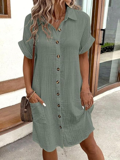 Robe Chemise à Manches Courtes pour Femme avec Coupe Cintrée | Idéale pour le Quotidien