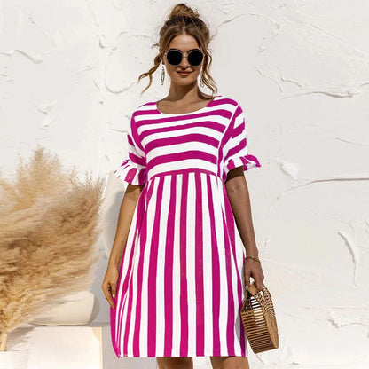 Robe Rayée à Coupe Droite pour Femme | Idéale pour le Printemps et les Sorties Décontractées