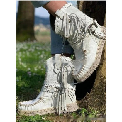 Bottines à franges avec semelle à plateforme pour femmes
