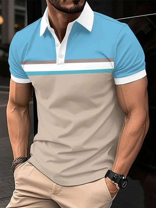 Polo à Rayures avec Col Classique pour Homme Grande Taille | Idéal pour l’Été