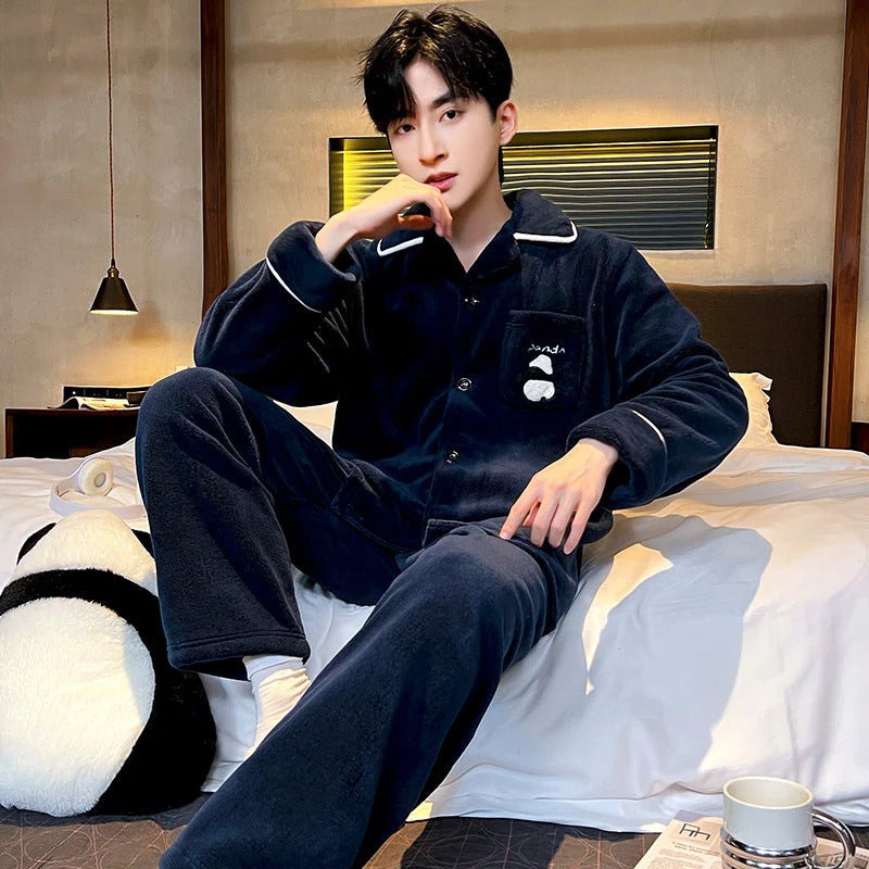 Ensemble De Pyjama Pour Homme Avec Motif Uni Pour Un Usage À La Maison | Idéal Pour L’Hiver