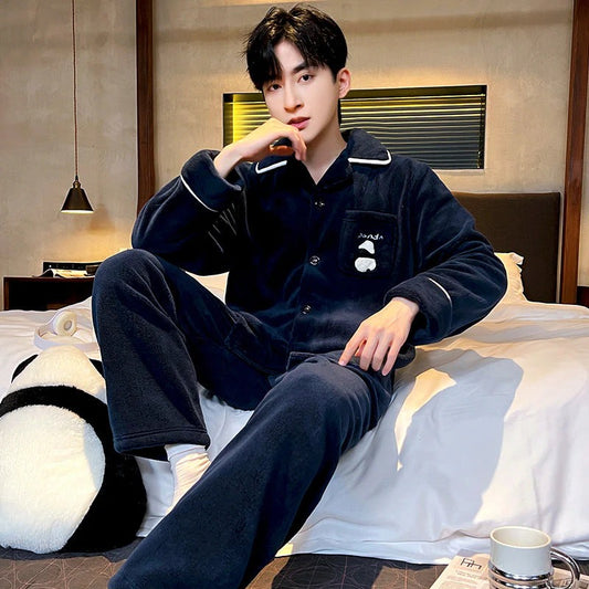 Ensemble De Pyjama Pour Homme Avec Motif Uni Pour Un Usage À La Maison | Idéal Pour L’Hiver