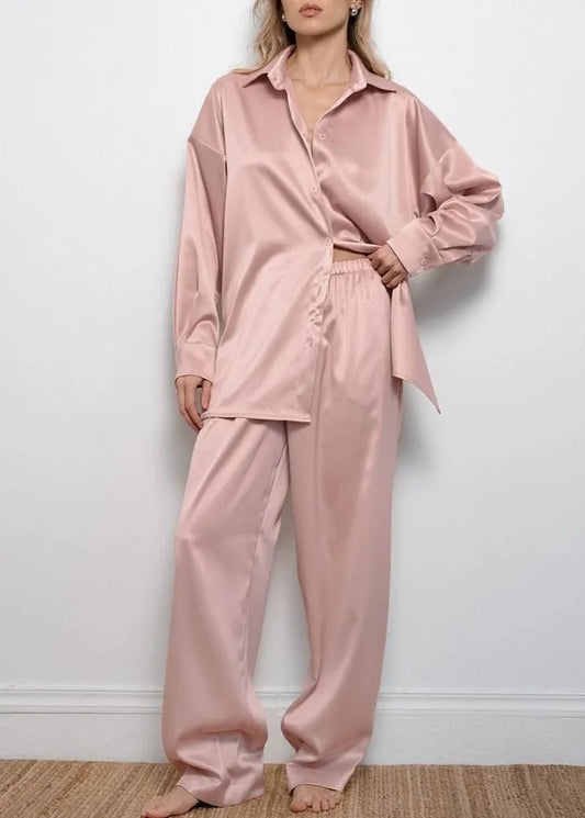 Ensemble Deux Pièces À Coupe Ample avec Chemise À Manches Longues pour Femmes | Idéal pour La Détente Ou Les Sorties Décontractées