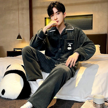 Ensemble De Pyjama Pour Homme Avec Motif Uni Pour Un Usage À La Maison | Idéal Pour L’Hiver