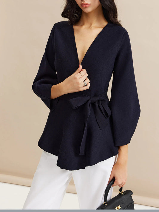Blouse Portefeuille Avec Manches Bouffantes Et Col En V Pour Femmes | Idéal Pour Usage Quotidien
