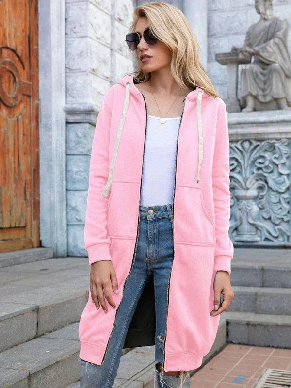 Sweat À Capuche Long À Fermeture Éclair pour Femme | Idéal pour Les Tenues Décontractées