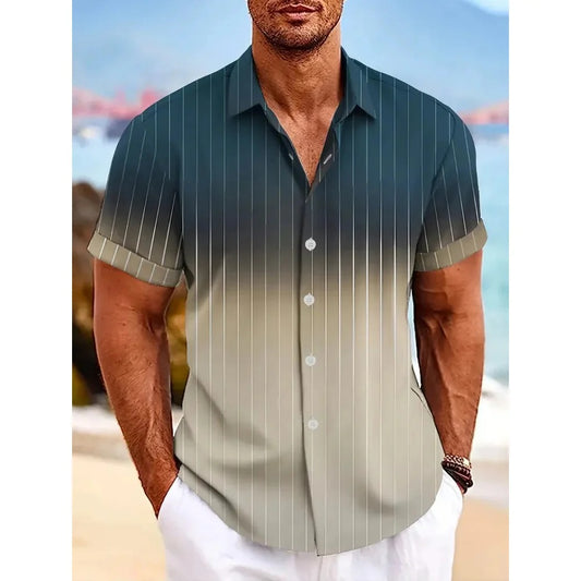 Chemise À Manches Courtes Avec Motif Dégradé Pour Homme | Idéale Pour L'Été Et Les Sorties Décontractées