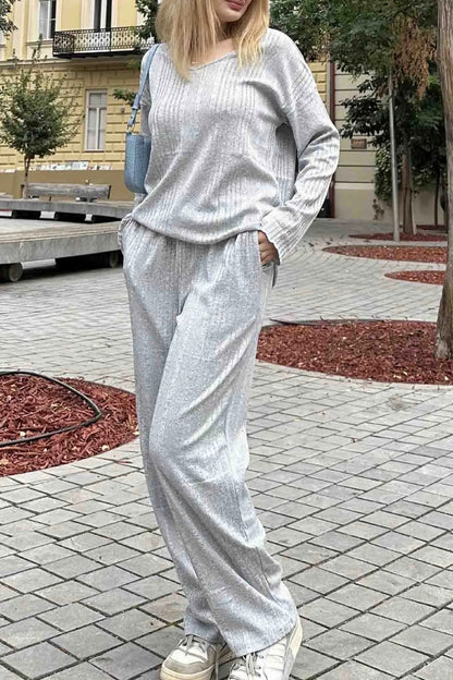 Ensemble Deux Pièces À Col En V avec Pantalon Long pour Femmes | Idéal pour Un Usage Quotidien