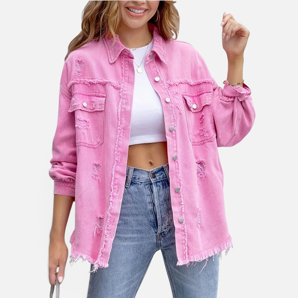 Veste boutonnée pour femmes à col chemise et manches longues | Idéal pour l'automne et le week-end