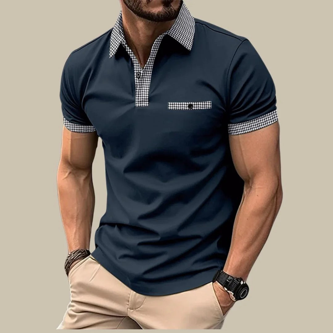 Polo à Manches Courtes avec Col à Carreaux pour Homme | Idéal pour Sorties Décontractées