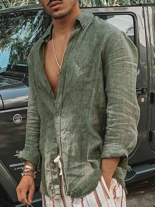 Chemise À Manches Longues Avec Manches Retroussables Pour Homme | Idéale Pour L'Été Et Les Vacances
