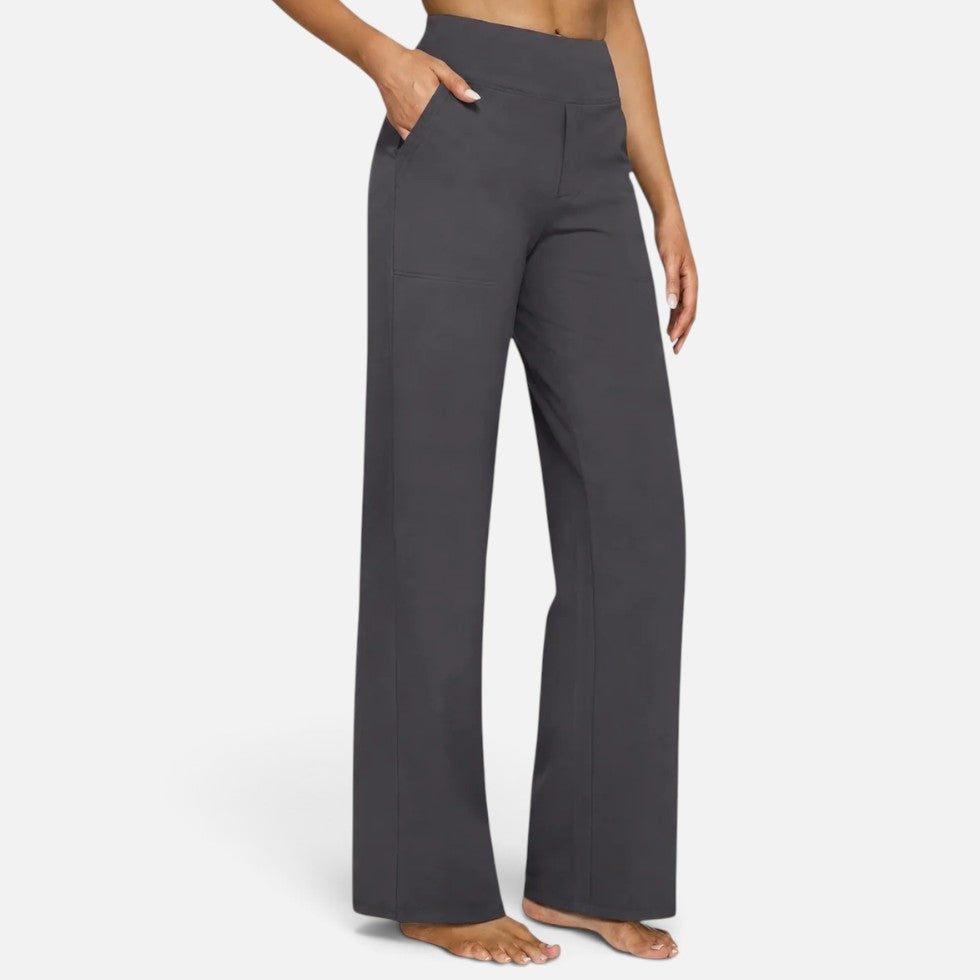 Pantalon taille haute à jambes larges pour femme | Idéal pour l’automne