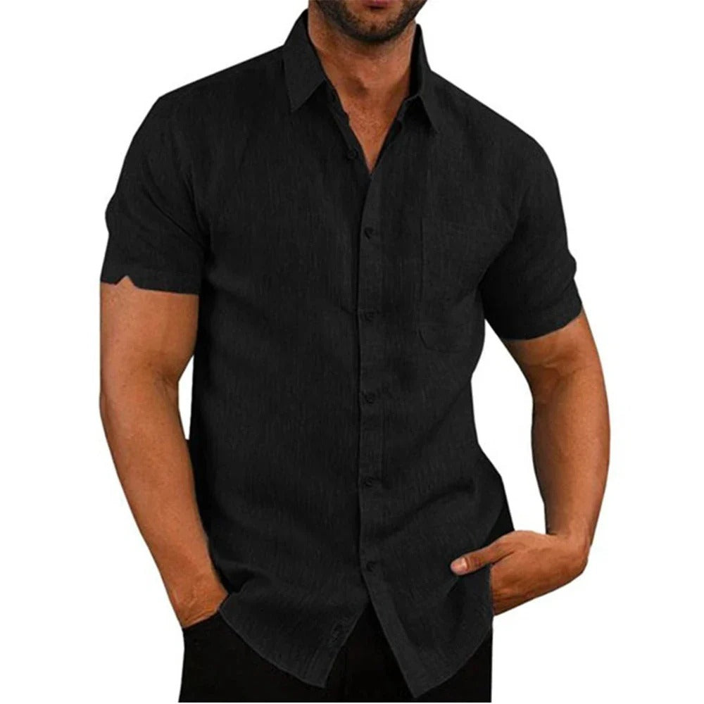 Chemise Unie à Col Repliable pour Homme Grande Taille | Idéale pour l’Été