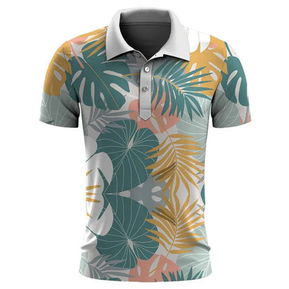 Polo À Manches Courtes Imprimé Tropical En Grandes Tailles Pour Homme | Idéal Pour L'Été Et Les Loisirs