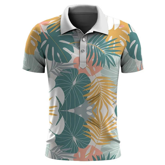 Polo À Manches Courtes Imprimé Tropical En Grandes Tailles Pour Homme | Idéal Pour L'Été Et Les Loisirs