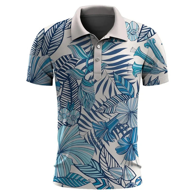 Polo À Manches Courtes Imprimé Tropical En Grandes Tailles Pour Homme | Idéal Pour L'Été Et Les Loisirs
