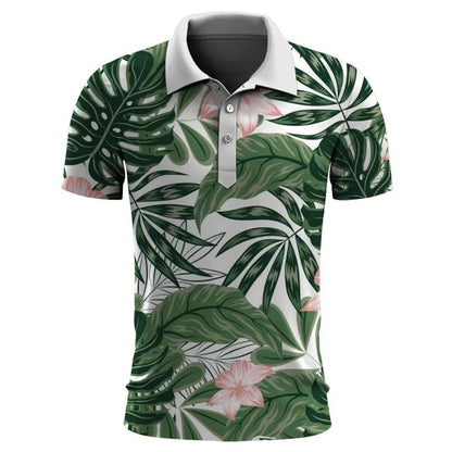 Polo À Manches Courtes Imprimé Tropical En Grandes Tailles Pour Homme | Idéal Pour L'Été Et Les Loisirs