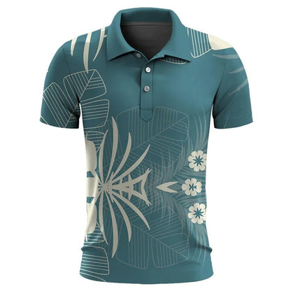 Polo À Manches Courtes Imprimé Tropical En Grandes Tailles Pour Homme | Idéal Pour L'Été Et Les Loisirs