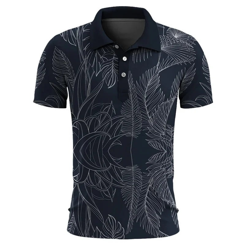 Polo À Manches Courtes Imprimé Tropical En Grandes Tailles Pour Homme | Idéal Pour L'Été Et Les Loisirs