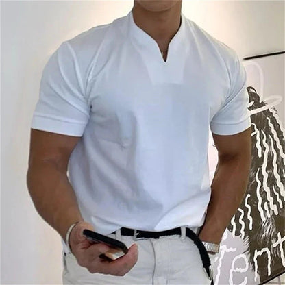 T-Shirt De Sport À Manches Courtes Avec Col En V Pour Homme | Idéal Pour Le Sport Et Les Activités Quotidiennes
