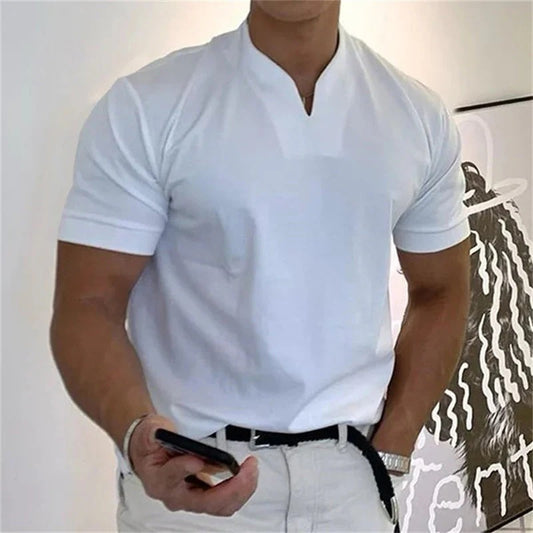 T-Shirt De Sport À Manches Courtes Avec Col En V Pour Homme | Idéal Pour Le Sport Et Les Activités Quotidiennes