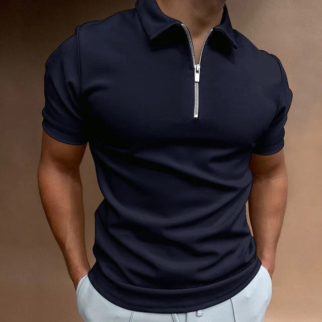 Polo à Manches Courtes avec Fermeture Éclair pour Homme | Idéal pour les Tenues Décontractées